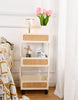 Load image into Gallery viewer, JoJo Fletcher Wooden Rolling Storage Cart with Caning Pattern
