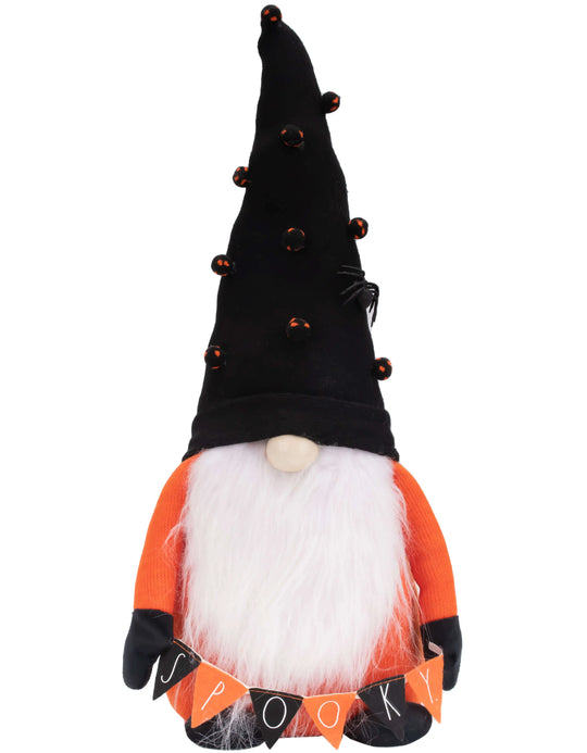 Rae Dunn “Spooky” Black and Orange Plush Halloween Gnome
