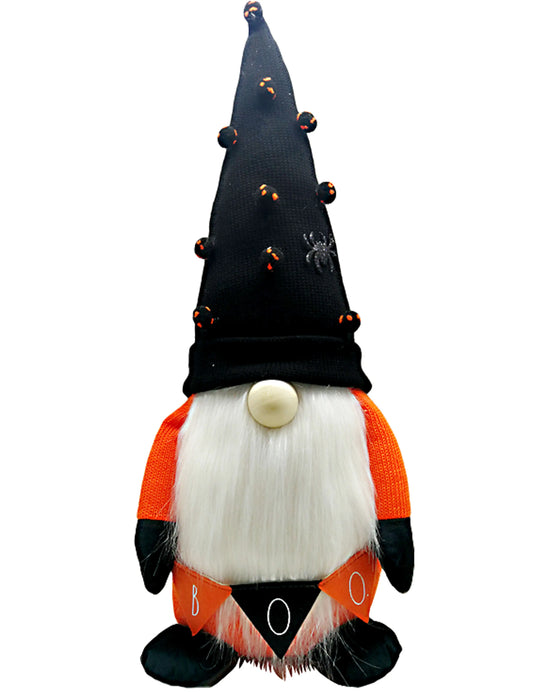 Rae Dunn “Boo” Black and Orange Plush Halloween Gnome