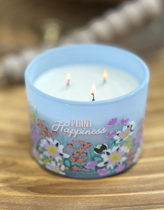 "Plant Happiness" Peony Floral Scented Candle