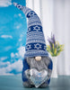 Load image into Gallery viewer, Jewish - Hanukkah gnome in a frontal standing position, placed on a teal color surface
