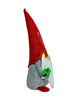Load image into Gallery viewer, Side angle of the light up Christmas gnome. From this side view, the contrast between its gray sweater and its red hat becomes fully noticeable.
