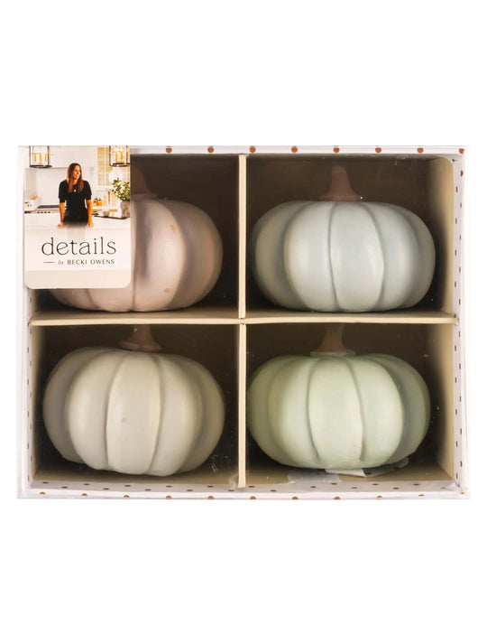 Becki Owens Set of 4 Pastel Pink and Sage Green Pumpkins