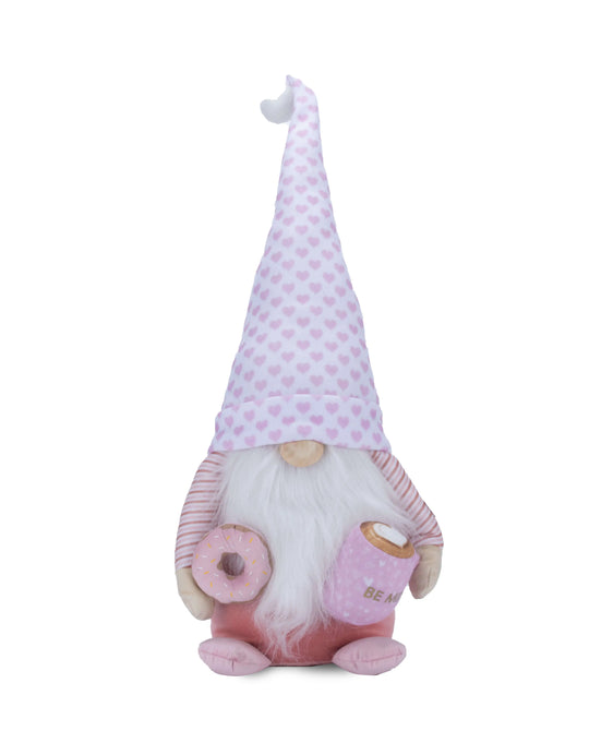 Dabney Lee “Be Mine” Pink Gnome Holding Hot Chocolate