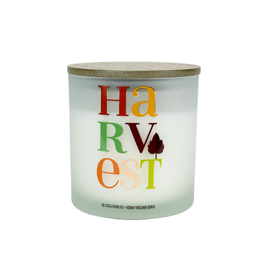 "Harvest" Bergamot & Musk Scented Glass Candle with MDF Lid 12oz