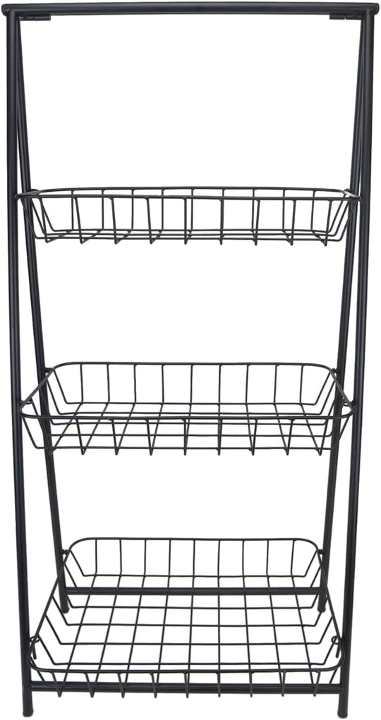 Becki Owens 3-Tier Black Wired Metal Folding Rack and Storage Shelves