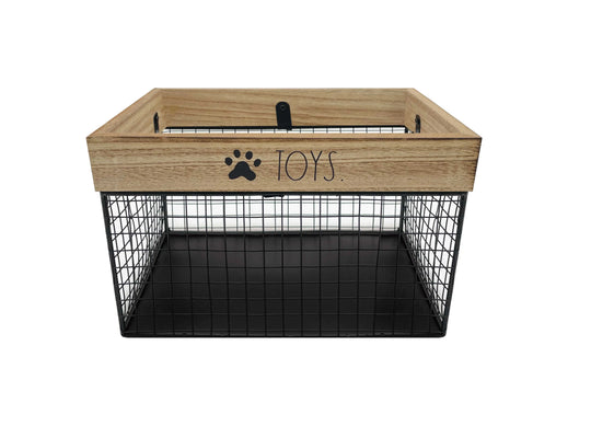 Rae Dunn “Toys” Square-Shaped Black Wire Dog Toy Basket