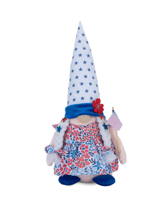 Dabney Lee Red, White and Blue Gnome Holding USA Flag