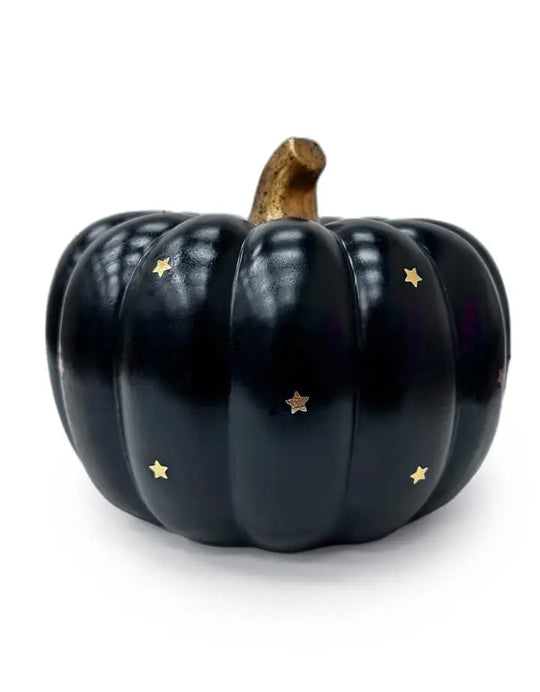 Becki Owens Black Resin Pumpkin with Star-Themed Pattern