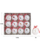 Load image into Gallery viewer, Dimension picture of the package of the red and white color ornaments. The measurements of the package are signaled in this photo: 6.89&quot; in length and 8.46&quot; in height. 

