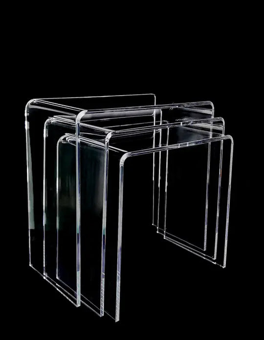 Simply Brilliant Set of 3 Square Clear Acrylic Side Tables