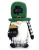 Load image into Gallery viewer, Front angle view of the St. Patrick&#39;s Day-themed gnome. In this perspective, the gnome&#39;s main features can be fully appreciated: the green hat adorned with a Shamrock and the term &quot;Lucky,&quot; the long white beard, and the black pot containing circular foam figures with gold glitter (resembling gold coins), also adorned with the term &quot;Pot of Gold.&quot; The background of the picture is white.
