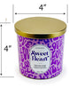 Load image into Gallery viewer, Dimensions picture of the scented candle. It is positioned at a frontal angle, indicating that the candle measures 4&quot; in length and 4&quot; in height. The background of the picture is white.
