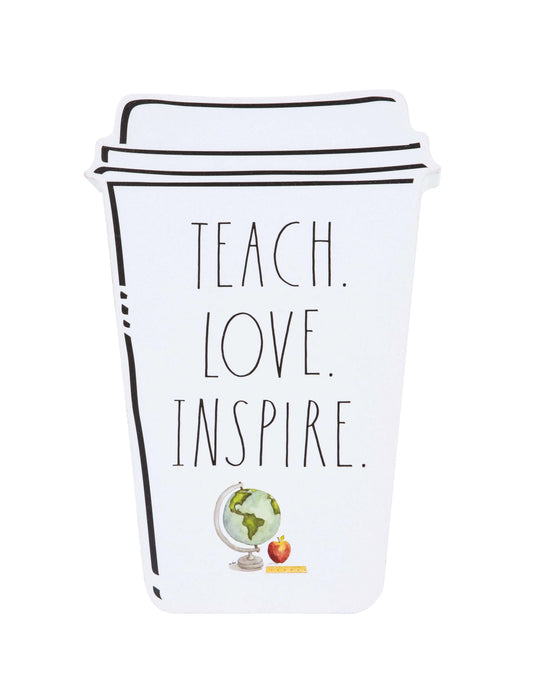 Rae Dunn “Teach, Love, Inspire” Cup-Shaped Teacher Desk Sign
