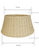 Load image into Gallery viewer, Dimensions picture of the woven tree collar. Positioned at a front angle, the photo shows the top diameter (15 inches), the bottom diameter (20 inches), and its height (10 inches). The background of the picture is white.
