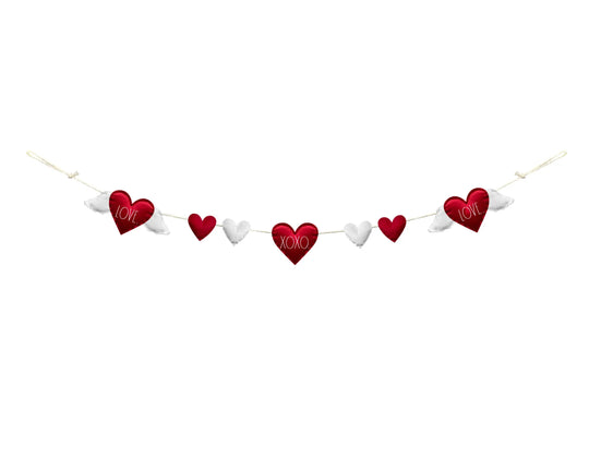 Rae Dunn “Love” “XOXO” Valentine Garland with Hearts
