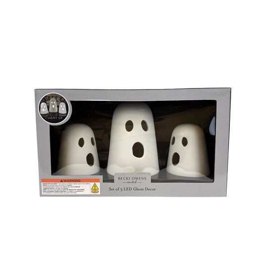 Becki Owens Set of 3 Resin Decorative Ghosts with LED Lights