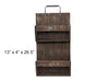 Load image into Gallery viewer, Dimensional image of the wall letter holder. Captured from a fontal perspective, the product’s dimensions are displayed as 13&quot; x 4&quot; x 26.5&quot;. The background of the photo is white.
