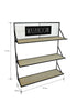 Load image into Gallery viewer, Dimension image of the bathroom shelving unit, presented from a slight right angle. The product dimensions are shown in this picture: 27.5 inches in length, 7.85 inches in depth, and 31.5 inches in height. The background of the photo is white.
