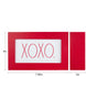 Load image into Gallery viewer, Dimensions picture of the Valentine Xoxo plaque. The picture shows the sign placed in a frontal and in a side angle. From the frontal perspective, it is signaled the sign measures 7.95&quot; in length and 5&quot; in height. From the side perspective, it is shown it measures 2&quot; depth. 
