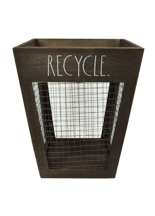 Rae Dunn “Recycle” Square Tapered Wooden Waste Basket