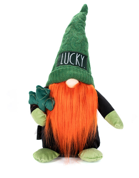 Rae Dunn “Lucky” St. Patrick's Day Plush Gnome with Orange Beard