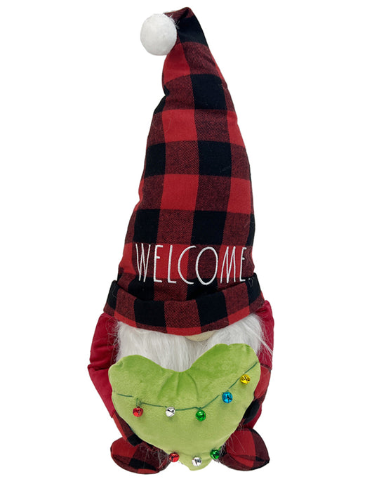 Rae Dunn "Welcome" Plush Gnome Doorstopper with Heart
