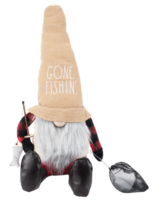 Rae Dunn “Gone Fishin’” Plush Fisher Gnome with Net