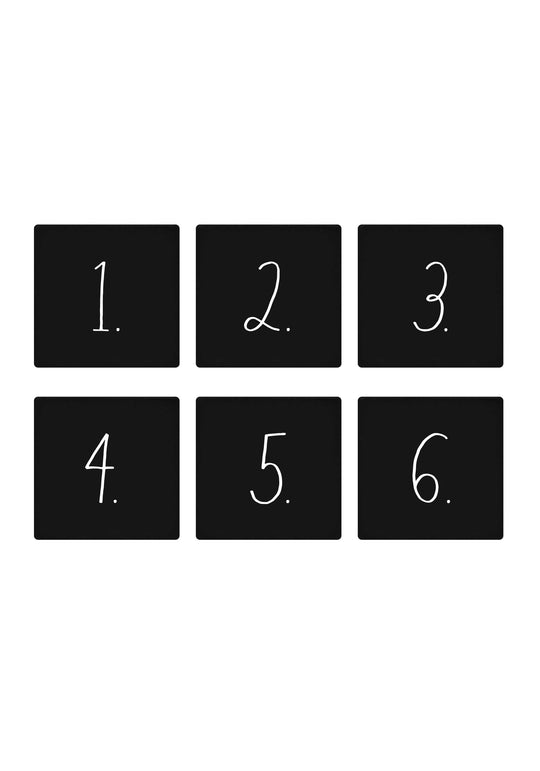 Rae Dunn "1, 2, 3, 4, 5, 6" Set 6 Black Square Drawer Pulls