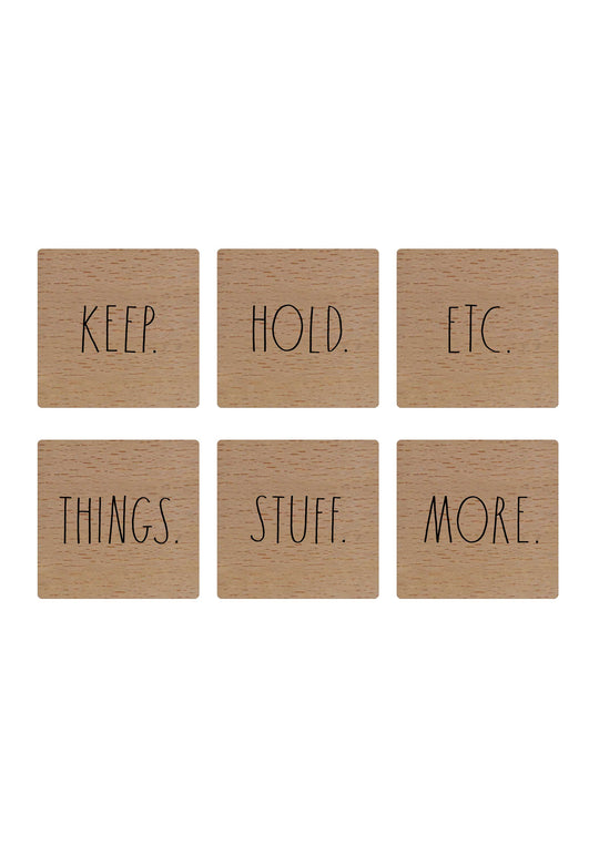 Rae Dunn "Keep" Set of 6 Wooden Squared Drawer Pulls