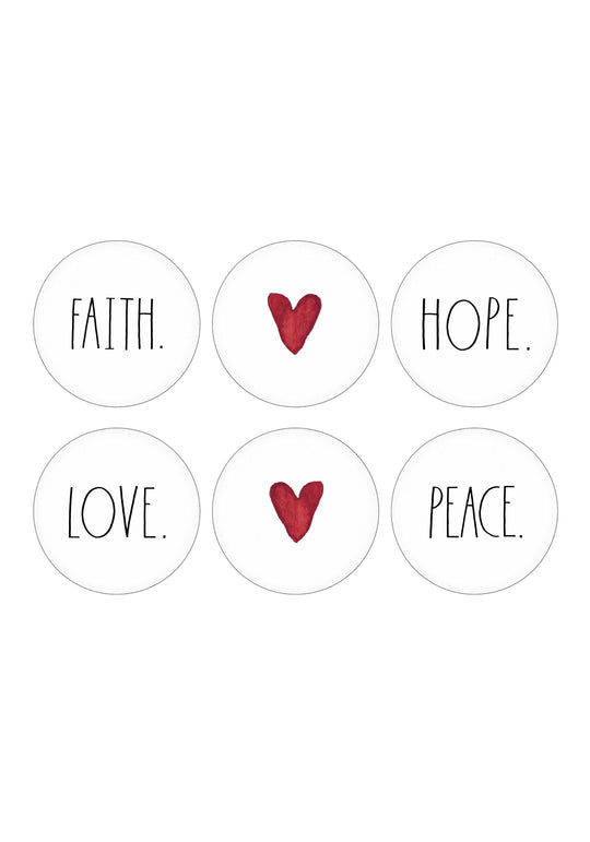 Rae Dunn "Love" Set of 6 White Wooden Rounded Door Knobs