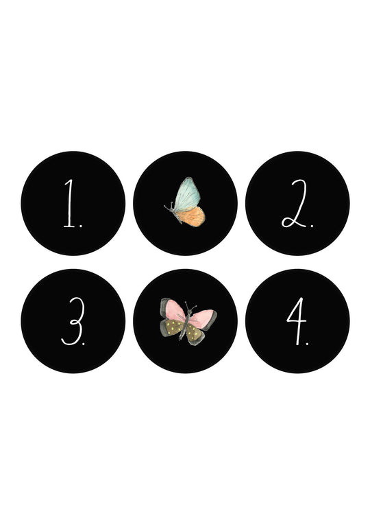 Rae Dunn Set of 6 Black Round Door Knobs with Butterflies