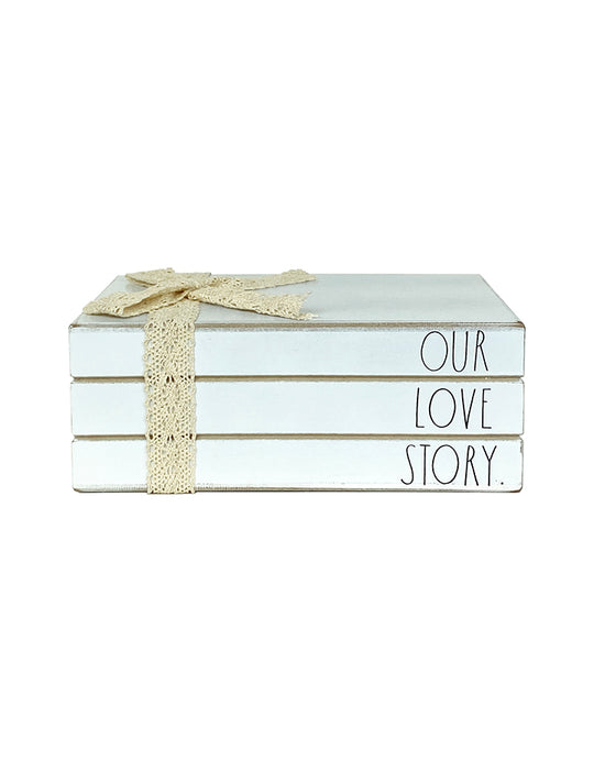 Rae Dunn “Our Love Story” Wooden Fake Decor Books