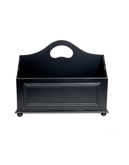 Classic Black Wooden Magazine Holder with 2 Compartments