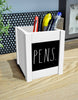 Load image into Gallery viewer, Rae Dunn “Pens” White Wooden Squared Pen / Pencil Holder
