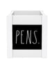 Rae Dunn “Pens” White Wooden Squared Pen / Pencil Holder
