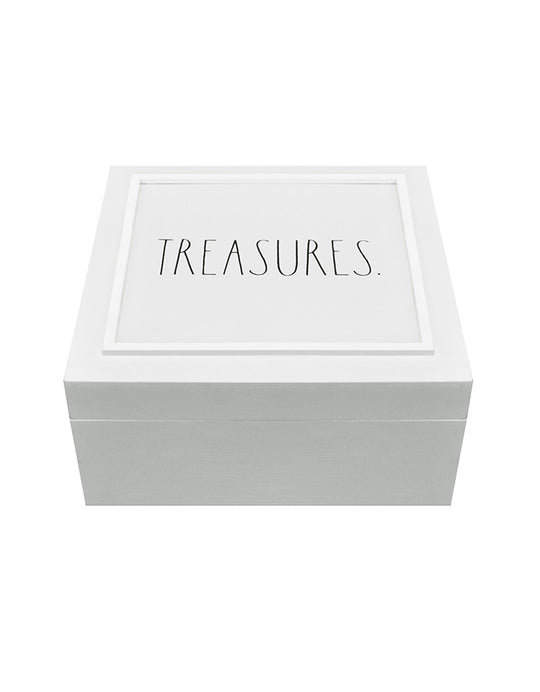 Rae Dunn "Treasures" White Wooden Storage Décor Box