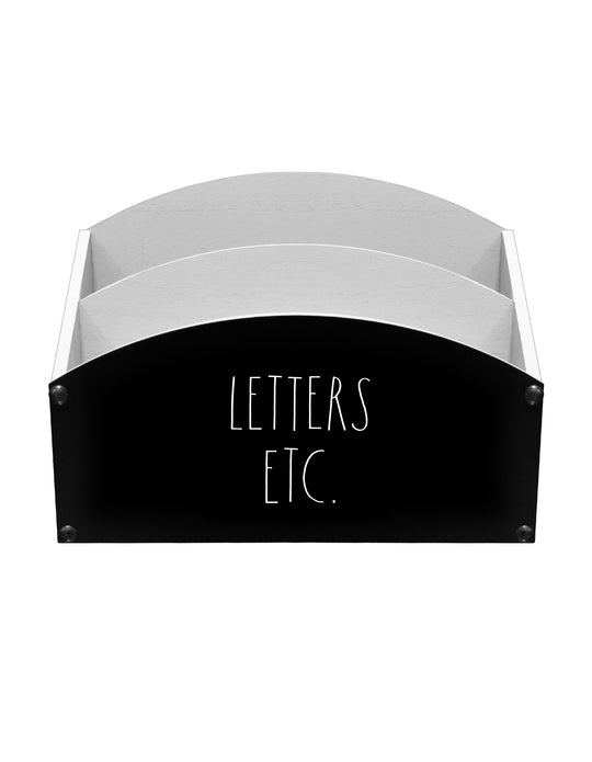 Rae Dunn "Letters" 2 Sections Black and White File Organizer