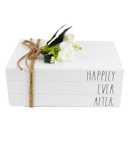 Rae Dunn "Happily Ever After" Stack of Three Fake Books