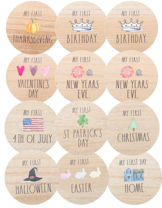 Rae Dunn 10 “My First” Wooden Baby Milestone Plaques