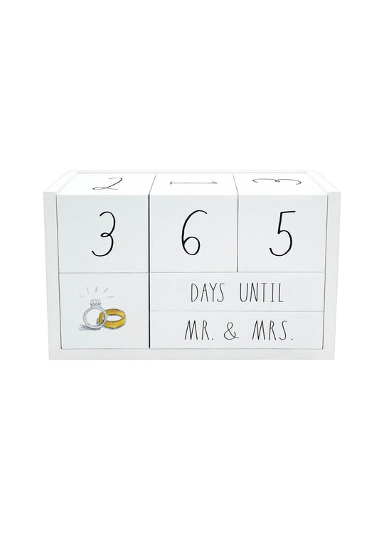 Rae Dunn 9 Pieces White Wooden Wedding Countdown Blocks Set