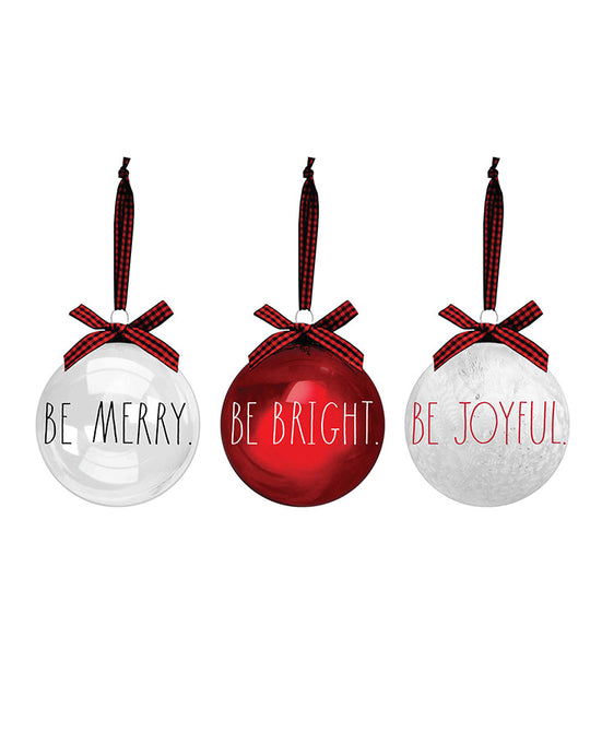 Rae Dunn "Be Merry" Christmas Ornaments Set of 3 Tree Balls
