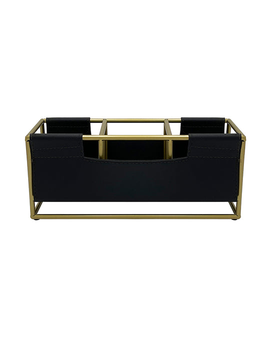 Becki Owens 3 Sections Gold Metal Faux Leather Desk Organizer