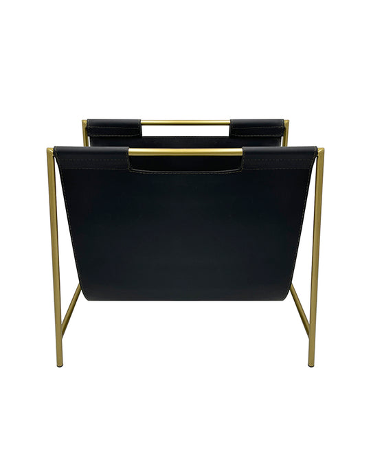 Becki Owens Gold Color Metal and Faux Leather Magazine Holder