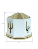 Load image into Gallery viewer, White Wood 4 Sections Spinning Organizer with Cactus Cutouts

