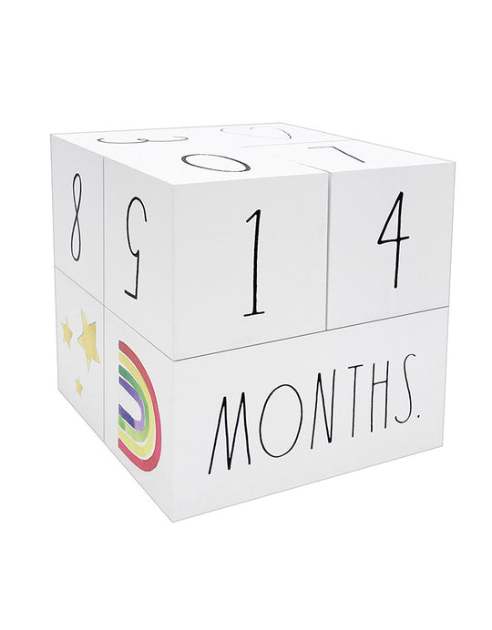 Rae Dunn White Wooden Milestone Baby Blocks for Photos