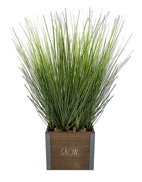 can you put plant pots on artificial grass Rae Dunn “Grow” Artificial Grass Plants with Wooden Planter
