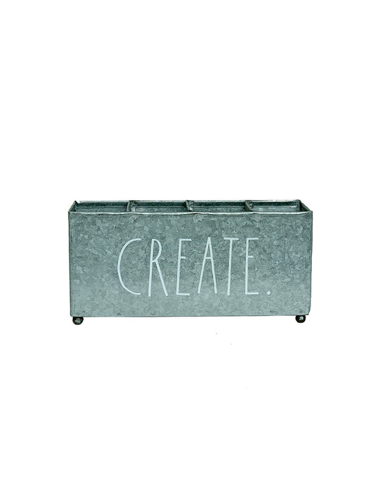 Rae Dunn "Create" Galvanized Metal 4 Section Desk Organizer