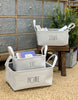 Load image into Gallery viewer, Rae Dunn &quot;Home, Stuff, Etc.&quot; Set of 3 White Fabric Cube Bin
