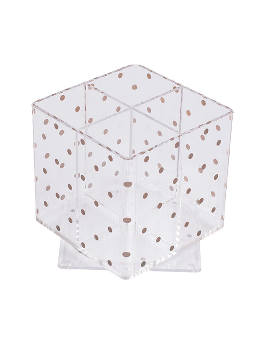 Simply Brilliant Gold Polka Dots Acrylic Rotating Organizer